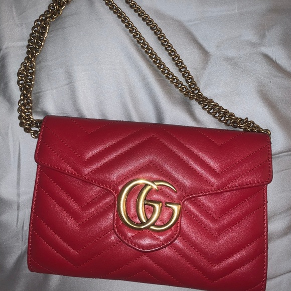 Gucci GG Marmont Quilted Leather Wallet on Chain - Picture 2 of 5